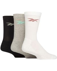 Reebok - Unisex 'essentials' Crew Socks - Mens & Ladies, Cotton, Sports Use, Cushioned, Arch Support, Plain With Logo, 3 Pair - Lyst