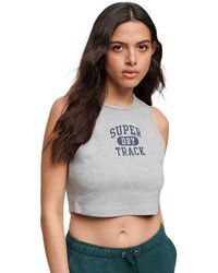 Superdry - Athletic Essentials Waffle Cropped Tank Top Grau Meliert 36 - Lyst