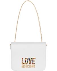 Love Moschino - Rhinestone Logo Shoulder Bag - Lyst
