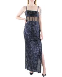 BCBGMAXAZRIA - Sleeveless Sheath Floor Length Evening Dress Adjustable Bodice Mesh Bustier Side Slit Column Skirt - Lyst