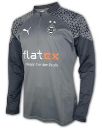 PUMA - Borussia Mönchengladbach 1/4 Zip Trainingspullover grau/schwarz - Lyst