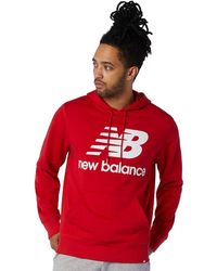 New Balance - Essentials Stacked Logo Pullover Hoodie Total Classics Sweatshirt - Lyst