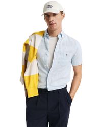 GANT - REG Cotton Linen Stripe SS Shirt Hemd - Lyst