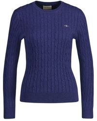 GANT - Stretch Cotton Cable C-neck Sweater - Lyst