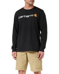 Carhartt - , , Lockeres, schweres, langärmliges T-Shirt mit Logo-Grafik, Schwarz, S - Lyst