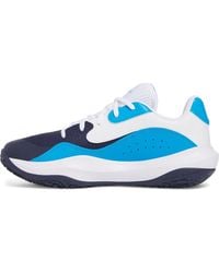 Under Armour - Lockdown 7 Low Uniseks Basketbalschoenen Blauw Calm Blauw Atlantis High Vis Geel - Lyst