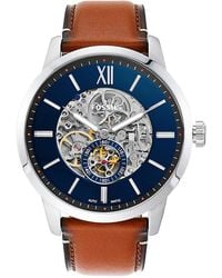 Fossil - Townsman Me3154 Silver Leather Automatic Fashion Watch - Lyst