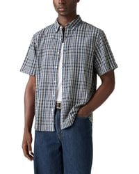 Levi's - Short Sleeve Authentic Button-down Shirt Kesey Plaid Vintage Indigo Blue Xl - Lyst