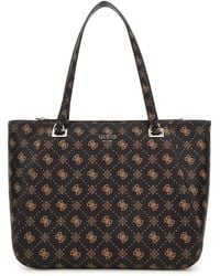 Guess - Shopper Met Laptopvak Calebra Tote Bag Espresso Logo Donkerbruin - Lyst