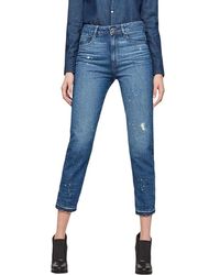 G-Star RAW 3301 Ultra High Waist Straight Ripped 7/8-Length Jeans Vaqueros - Azul