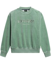 Superdry - Velours-Sweatshirt mit Rundhalsausschnitt und Grafik Helles Jadegrün 42 - Lyst