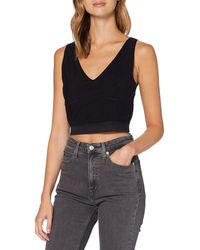 Calvin Klein Mesh Logo Tape Cropped Top Camicia - Nero