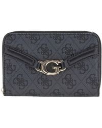 Guess - Porte-Monnaie Dea SLG Zip Around Wallet Coal Logo Gris foncé - Lyst