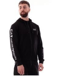 EA7 - Logo Series Sweatshirt Aus Baumwolle Mit Kapuze - Lyst