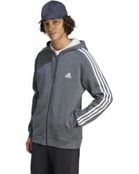 adidas - Essentials Fleece 3-stripes Full-zip Hoodie - Lyst
