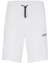 HUGO - S Dampinas Relaxed-fit Shorts In Cotton Terry With Handwritten Logo - Lyst