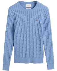 GANT - Stretch Cotton Cable C-Neck Pullover - Lyst