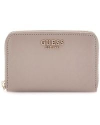 Guess - Laurel Zip Around Wallet Dark Taupe - Lyst