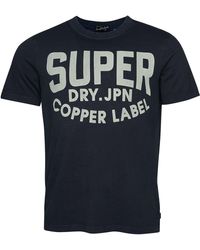Superdry - Vintage Copper Label T-Shirt aus Bio-Baumwolle Finster Marineblau S - Lyst