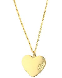Guess - Ladies Pvd Gold Plated Heartbeat Necklace Ubn61052 - Lyst