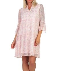 Vero Moda - Mini-Kleid Tunika 3/4 Arm VMSmilla mit Blumenprint 10307959 Snow White Pink Flower XS - Lyst