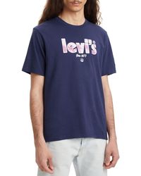 Levi's - Ss Relaxed Fit Tee T-Shirt Poster Logo Naval Academy - Lyst