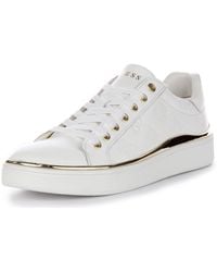 Guess - Fl7bnnfal12 Womens Fashion Trainers In White Gold - 6 Uk - Lyst