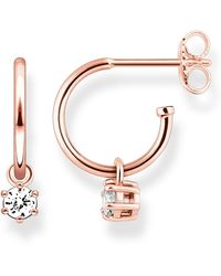 Thomas Sabo - Hinged Hoops Glam & Soul 925 Sterling Silver 18k Rose Gold Plating Zirconia White Cr598-416-14 - Lyst