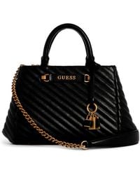 Guess - Sela Small Girlfriend Satchel Black - Lyst