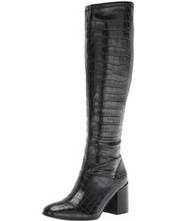 Franco Sarto - S Tribute Knee High Heeled Boot Black Stretch Croco 9.5 M - Lyst