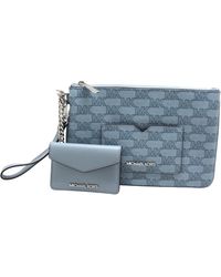 Michael Kors - Jet Set Travel Large 2 In 1 Card Case And Wristlet Clutch Mk Signature - Lyst