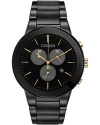Citizen - Eco-drive Modern Axiom Chronograph Watch In Black Ion Plated Stainless Steel - Lyst