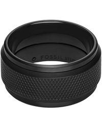 Fossil - Knox Black Stainless Steel Ring - Lyst