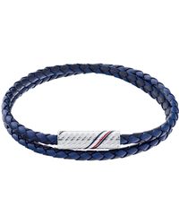 Tommy Hilfiger - Jewelry Stainless Steel & Navy & Daquiri Leather Rope Bracelet,color: Navy - Lyst