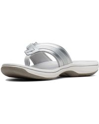 Clarks - Brinkley Sea Synthetic Sandals In Silver Standard Fit Size 7 - Lyst