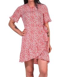 Vero Moda - Kleid VMHenna Sommer-Kleid in Wickel-Optik 10250089 Mars red/Mini Henna S - Lyst