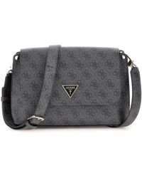 Guess - Meridian Ii Flap Crossbody Bag Coal Logo - Lyst