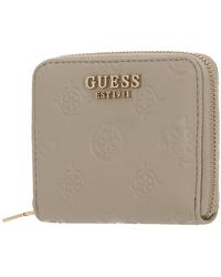 Guess - Jena SLG Zip Around Wallet S Taupe Logo - Lyst