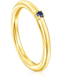 Tous - Ring mit 18 kt Gold über Silber und blauem Saphir Ring Mix - Lyst
