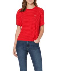 Tommy Hilfiger Donna Textured Handfeel Tee Maglieria sportiva Rosso (Flame Scarlet 667) Large