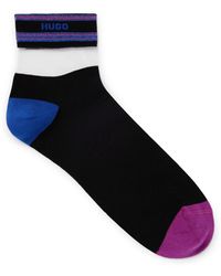 HUGO - S Sh Transparent Lurex Cotton-blend Short Logo Socks With Transparent Ankle Band - Lyst