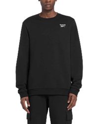 Reebok - Identity Small Logo Fleece Crew Zwart - Lyst