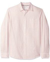 Amazon Essentials Slim-fit Long-sleeve Gingham Linen Shirt - Pink