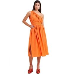 French Connection - S Party Midi Fit & Flare Dress Orange 0 - Lyst