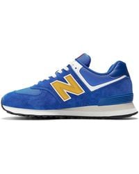 New Balance - 574 In Grey/blue Suede/mesh - Lyst