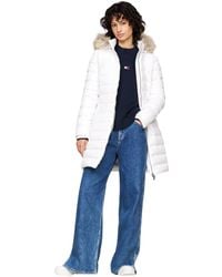 Tommy Hilfiger - Donna Cappotto Piumino Essential Hooded Down Coat con Pelle Sintetica - Lyst