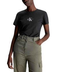 Calvin Klein - Jeans MONOLOGO Slim tee J20J222564 Camisetas de Punto de ga Corta - Lyst