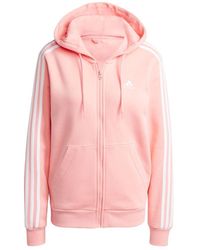 adidas - Essentials Sweat à capuche zippé en polaire 3 bandes pour femme - Lyst