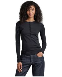 G-Star - Essential Henley Slim Long Sleeve T-shirt - Lyst