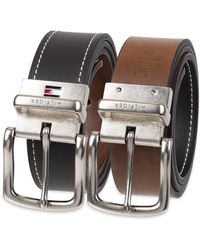 Tommy Hilfiger - Reversible Leather Belt - Casual For S Jeans With Double Sided Strap And Silver Buckle - Lyst